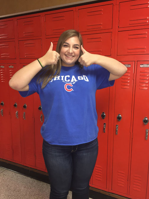 Senior Lexi Jawdat waits anxiously for tonight's Game 7. Her superstitions prevail as she admits that she has worn the same shirt the past two games. “I haven’t washed it since Game 5. They have won both times I’ve worn it!” Jawdat said. 