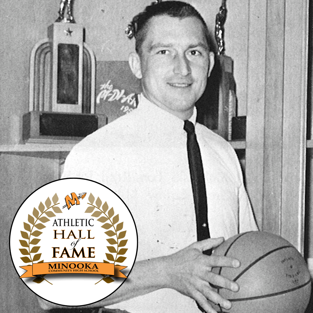 Ron Lehman contributed to Minooka as a teacher, coach, athletic director, and principal. He is one of the 2024 inductees in the MCHS Athletic Hall of Fame. 